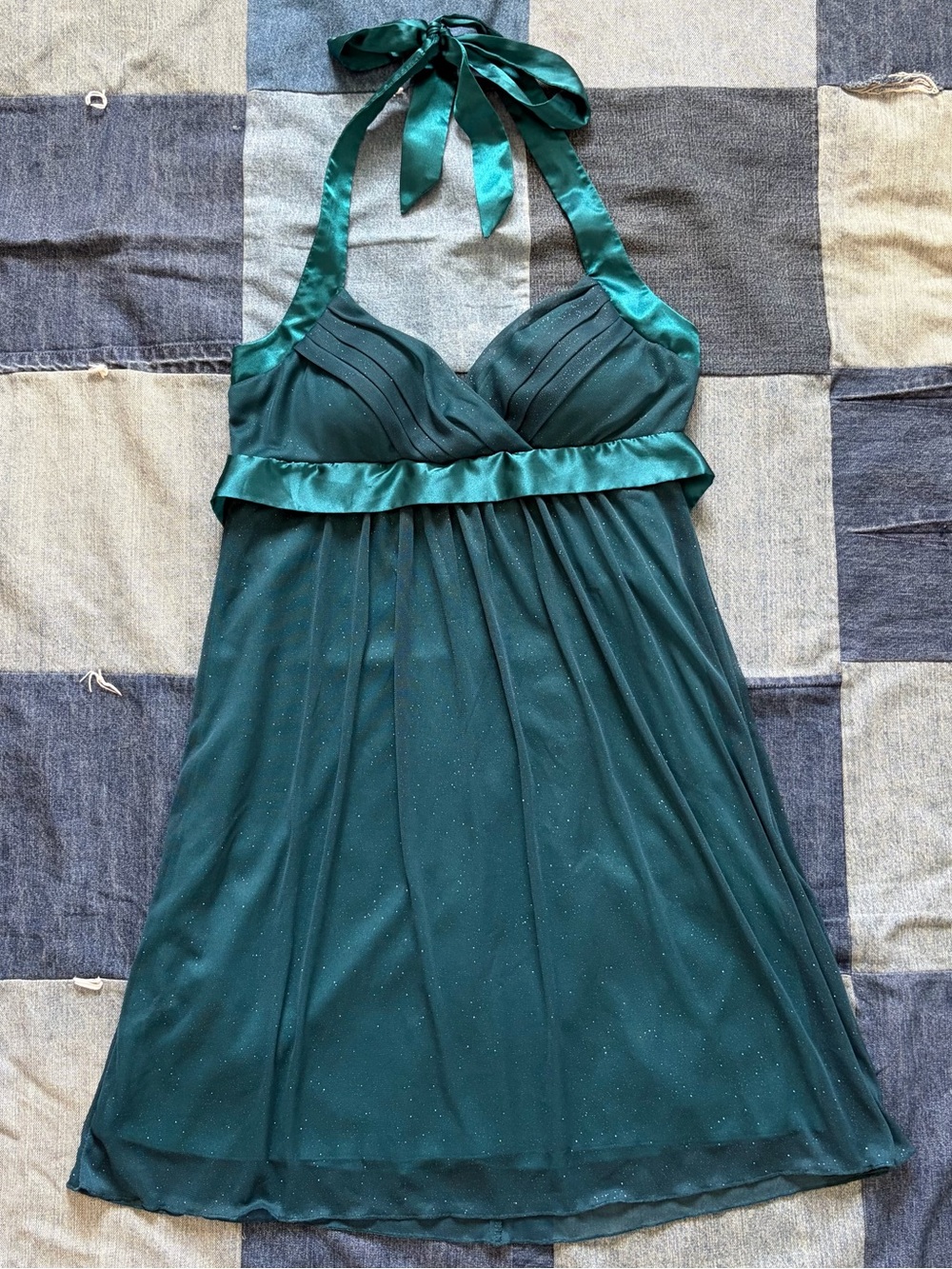 vintage y2k speechless teal halter dress sparkle fairy size S